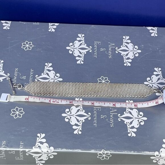 Sterling Silver Mesh Gold / Silver Toggle Closure Bracelet - Picture 7 of 12